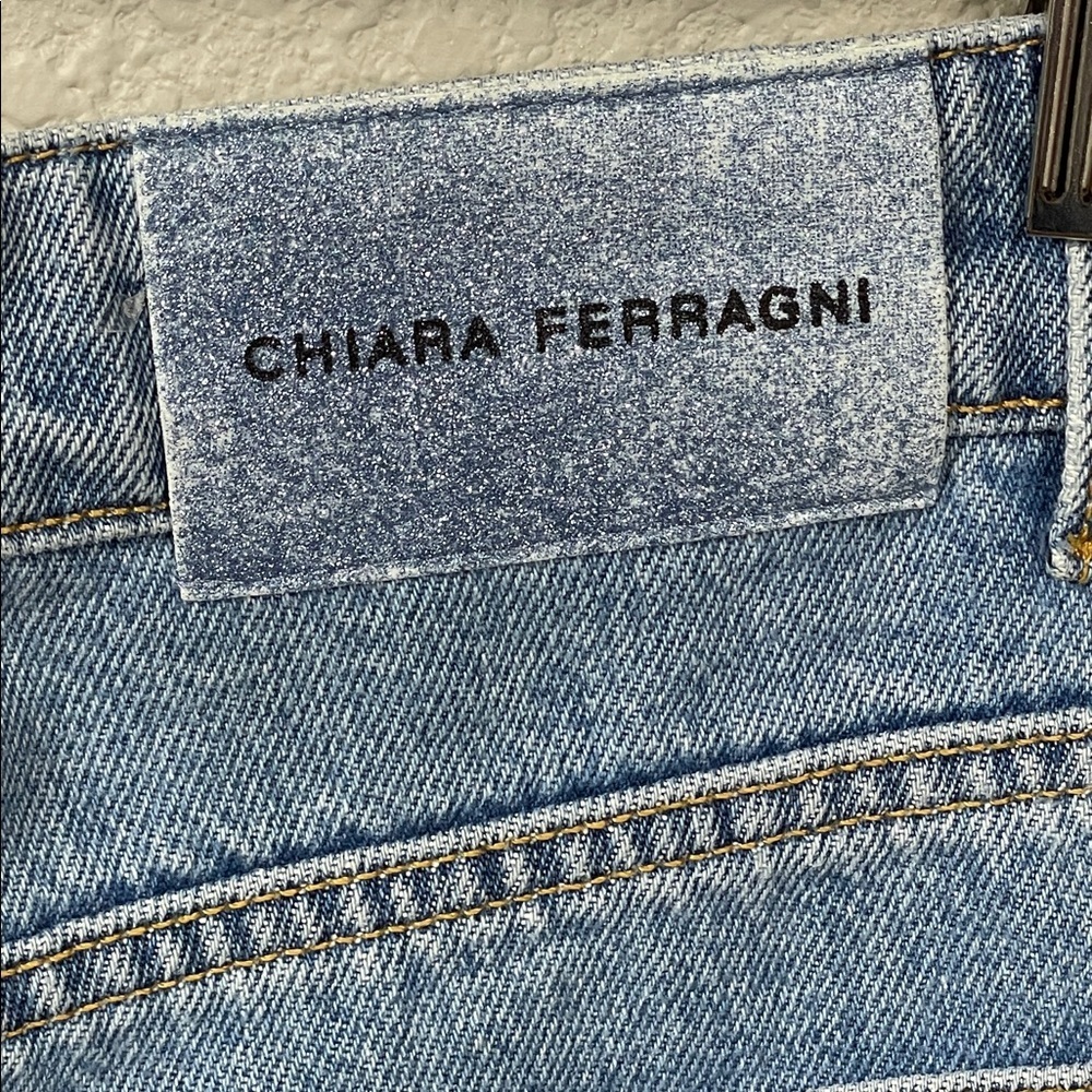 Chiara Ferragni Flirting Pockets Embroidered Slim Jeans Classic Blue Sz 27 - Picture 5 of 12